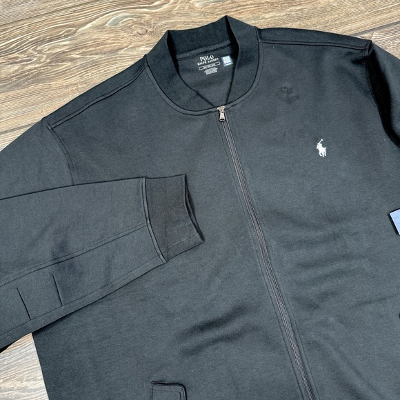 Polo Ralph Lauren Men's Big & Tall Double Knit Bomber Jacket Black Size 3XLT NEW - Picture 1 of 7